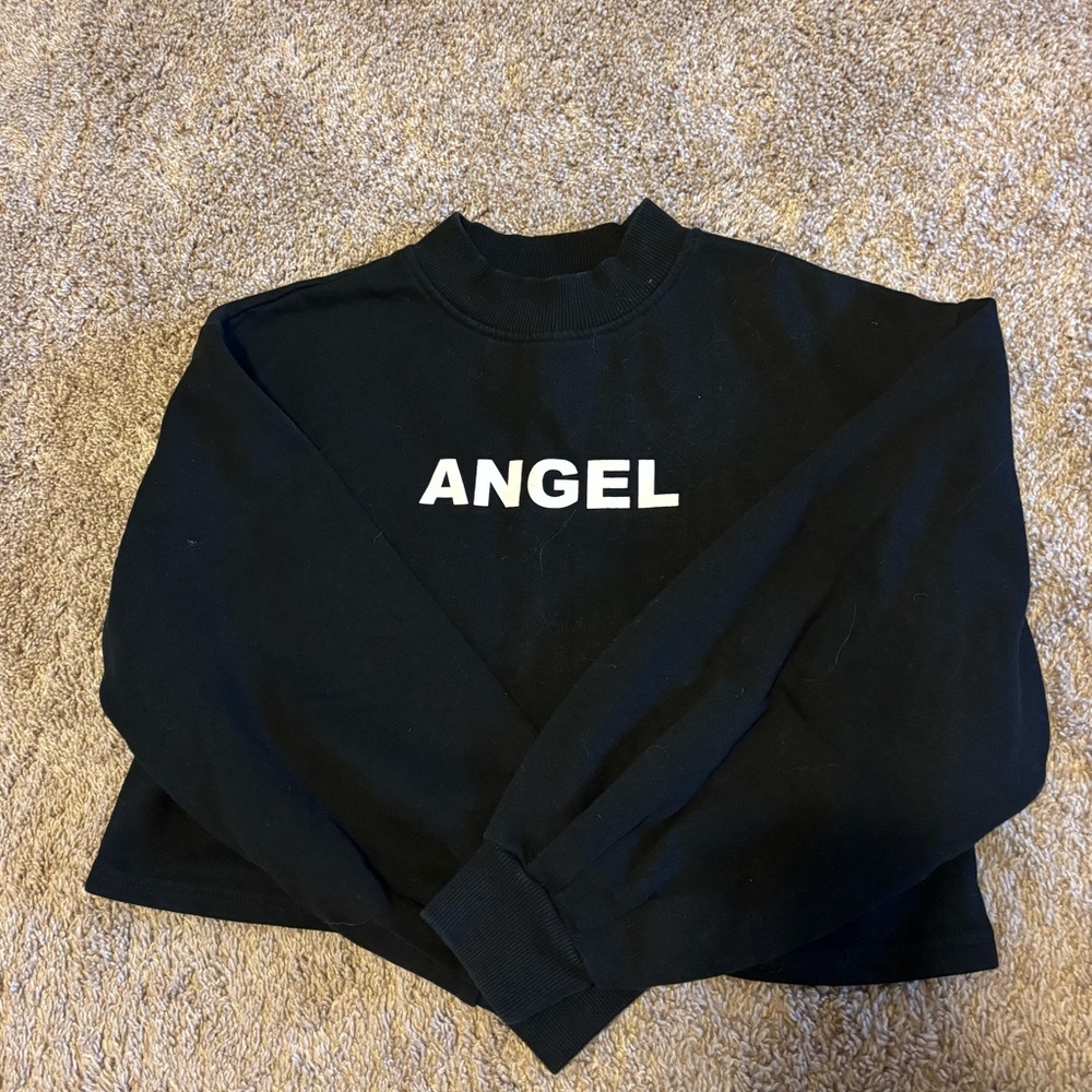 Forever 21 Black Cropped Cowlneck Sweatshirt